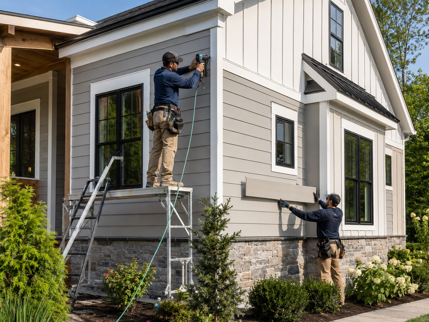 Finished home exterior with durable facade materials